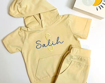 Personalized Cream Kid and Baby Clothing, Jogger Set, Custom Name, Custom Embroidery, Baby Shower Gift, Baby Boy, Baby Girl