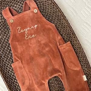 Velvet Baby Overalls, Copper, Organic Cotton, Personalized, Custom Embroidery, Baby Gift, Boy Gift, Girl Gift, Baby Shower, Unisex