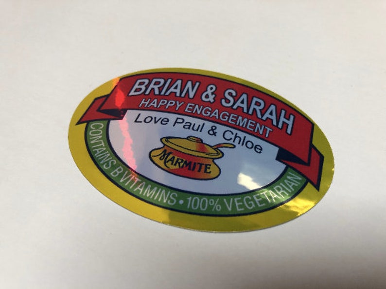 Personalised Marmite Jar Label DieCut Add Any Text 125g, 250g or 500g Label Only JAR NOT INCLUDED image 3