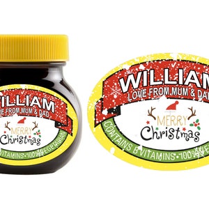 Personalised Marmite Jar Label DieCut Add Any Text 125g, 250g or 500g Label Only JAR NOT INCLUDED image 2