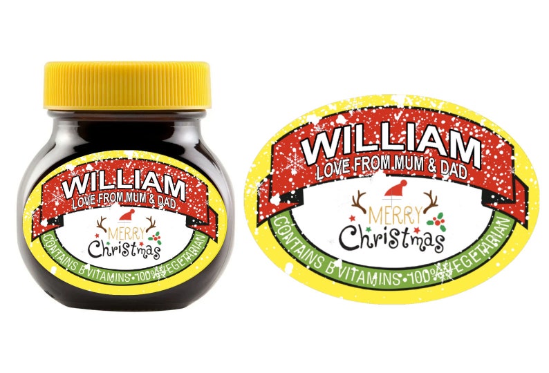 Personalised Marmite Jar Label DieCut Add Any Text 125g, 250g or 500g Label Only JAR NOT INCLUDED image 2