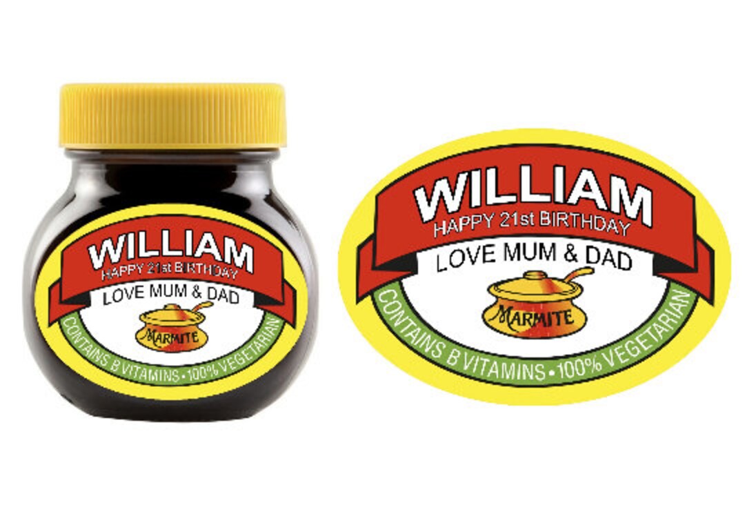 Personalised Marmite Jar Label Diecut Add Any Text 125g Etsy
