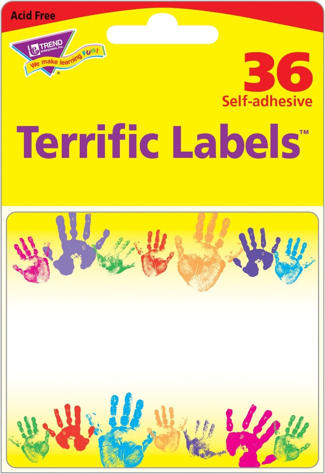 Handprints Name Tags Stickers/labels 36 Stickers Perfect for School