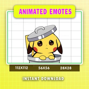 Animiertes Pikachu-Trash-Emote für Twitch- oder Discord-Streamer, Trash-animiertes Pikachu-Emoji, Pokemon-Emote, Trash-Pikachu-Emote-Gif