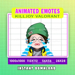 ANIMATED Killjoy Valorant Emote Für Twitch oder Discord Streamer, Valorant Killjoy Cry Emote, Killjoy Träne Emoji, Killjoy Gif