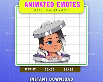 ANIMATED Fade Valorant Emote For Twitch Or Discord Streamers, Valorant Fade Trash Emote, Trash Fade Animated Emoji, Chibi Fade Valorant Gif