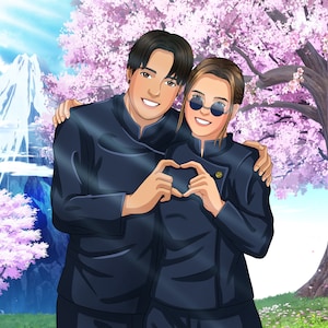 Custom Anime Portrait, Anime Couple Portrait From Photos, Personalized Gifts on Birthday, Christmas, Valentine&#39;s Day for Him/ Her