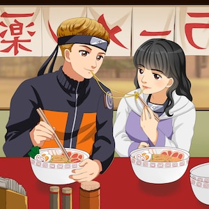 カスタムアニメポートレート、カスタムカップルポートレート、パーソナライズラーメンポートレート、誕生日、クリスマス、父の日に最適なギフト