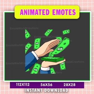 ANIMATED + STATIC Money Hand Emote Twitch, Money Donate Emote, Donation Animated Emote For Twitch or Discord Streamers