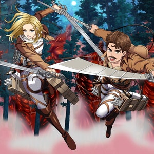 Custom Anime Portrait, Personalized Anime Couple Portrait From Photos