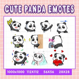 Bonitos gestos de panda para serpentinas de Twitch o Discord, paquete de emoji de panda, paquete de 10 gestos de Twitch, paquete de gestos de oso