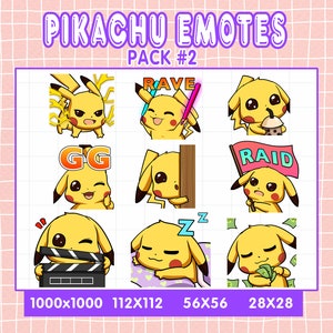 Cute Pikachu Emotes For Twitch Or Discord Streamers, Pikachu Emoji Pack #2, Pokemon Emote Pack, Emotes Bundle, Pokeomone Emotes