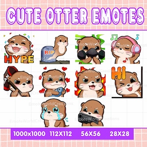 Cute Otter Emotes For Twitch Or Discord Streamers, 10 Otter Emoji Pack, Otter Emote Pack, Emotes Bundle, Chibi Emotes, Animal Emotes