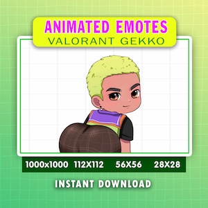 GEANIMEERDE Gekko Valorant Emote voor Twitch of Discord Streamers, Valorant Gekko Twerk Emote, Dance Gekko geanimeerde Emoji, Gekko Gif
