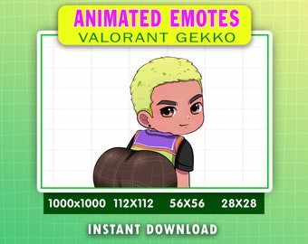 ANIMATED Gekko Valorant Emote For Twitch Or Discord Streamers, Valorant Gekko Twerk Emote, Dance Gekko Animated Emoji, Gekko Gif