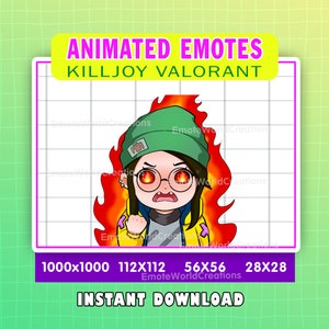 Killjoy Valorant Animiertes Emote für Twitch- oder Discord-Streamer, Valorant Killjoy Rage Emote, Killjoy Angry Emoji, Killjoy Gif