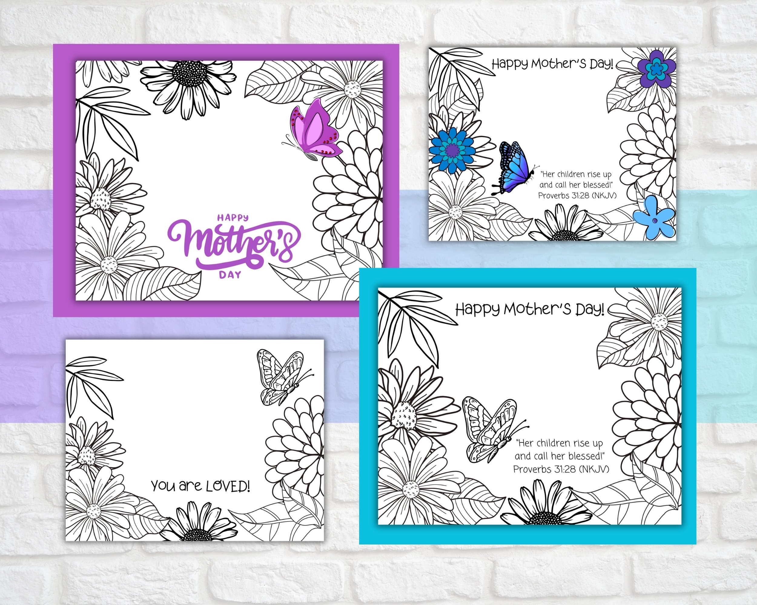 Mother's Day Bible Verse Cards, Printable Mother's Day Cards to Color ...
