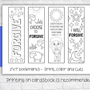 Forgive Printable Coloring Bookmarks, Story of Joseph, Sunday School ...