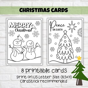 Cartoline di Natale stampabili per bambini da colorare, Set di 8, Attività della scuola domenicale, Chiesa per bambini, Artigianato scolastico in casa, Versetto della Bibbia da colorare natalizio