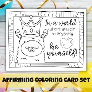 Affirming Coloring Card Set de 8 para niños, Afirmación, Fomentar el crecimiento, Pensamiento positivo, Autoconfianza, para el hogar o el aula