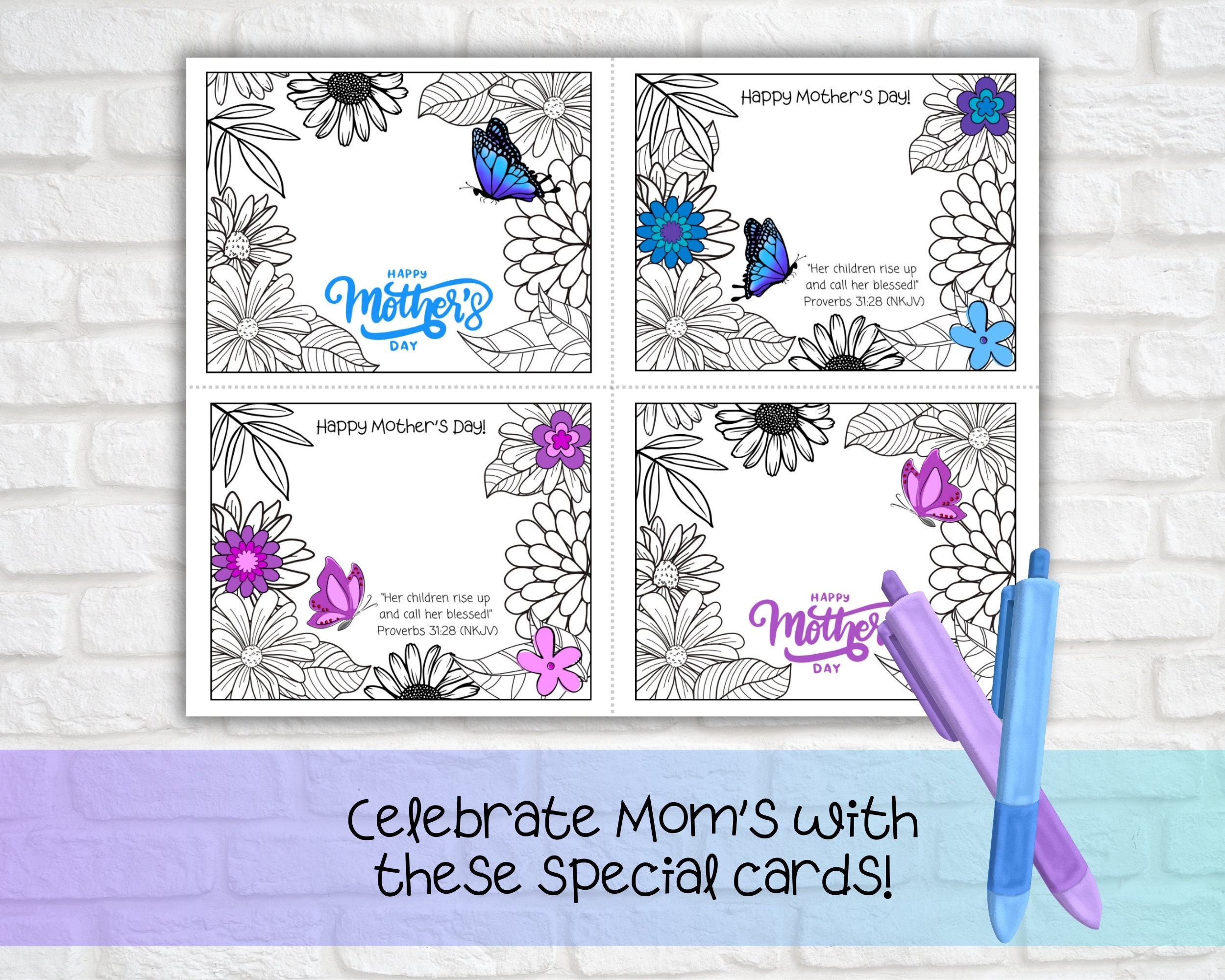 Mother's Day Bible Verse Cards, Printable Mother's Day Cards to Color ...