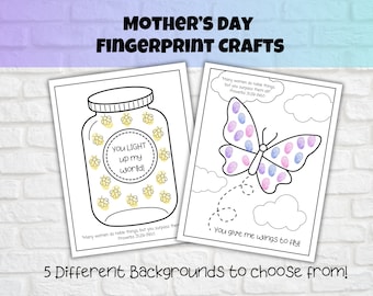 Paquete de huellas dactilares del versículo bíblico del Día de la Madre, artesanía imprimible del Día de la Madre, conjunto de 5, Proverbios 31:28, recuerdo del Día de la Madre, arte de huellas dactilares