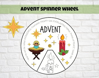 Kids Printable Advent Spinner Color Wheel, Nativity Sunday School Activity, Kids Church Christmas Story, Scripture Coloring Activity