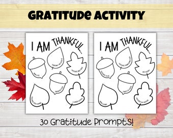 Thanksgiving/Fall Bible Themed Activity, 30 Gratitude Prompts, Sunday School, Classroom, Thankfulness Activity for Home, Gratitude Tree