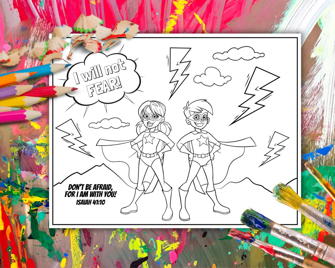 Superhero Bible Verse Coloring Pages Set of 8 Kids Scripture - Etsy