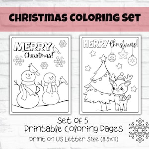 Kids Printable Christmas Coloring Pages, Holiday Snowman Coloring, Set of 5, Perfect for School Classroom, Home, or Kids Club