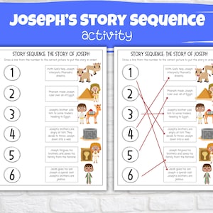 Joseph&#39;s Story Sequence Activity, Sunday School Activity, Kids Church Craft, Bible Story, Printable Craft, Story of Joseph