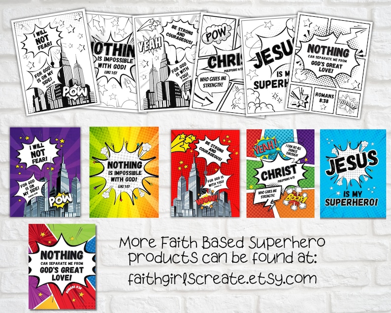 Superhero Printable Birthday Cards, Set of 8 Full Color Postcards ...