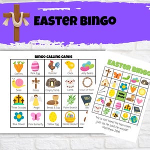 Osterbingo-Spiel, Sonntagsschulaktivität, Kinderkirche-Osterspiel, Osterparty, Ostergeschichten-Bibel-Vers-Spiel