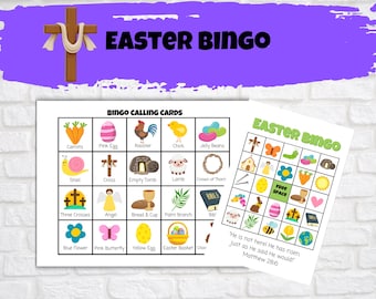 Juego de bingo de Pascua, actividad para niños en la iglesia, fiesta de Pascua