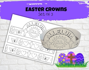 Easter Crown Crafts, Sunday School Activity, Kids Church, Holy Week Craft, Easter Story Bible Verse Coloring, Palm Sunday Crown