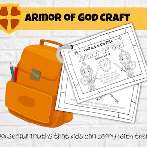 Artesanía de la Armadura de Dios, Actividad para colorear, Artesanía de las Escrituras para el hogar, la escuela dominical o el aula cristiana, Efesios 6, Opción a todo color
