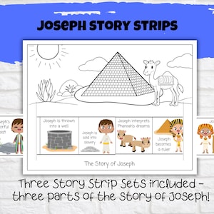 Joseph Story Strip Bundle, Three Crafts Included, Jospeh Thrown in Well, Joseph&#39;s Dreams, Kids Church Craft, Joseph Bible Story, Printable