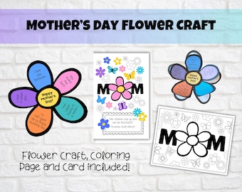 Manualidad con flores para el Día de la Madre, actividad imprimible para el Día de la Madre