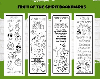 Marcadores para colorear imprimibles del Fruto del Espíritu, Gálatas 5, Escuela Dominical, Iglesia Infantil, Actividad Bíblica, Manualidad Bíblica, Descarga Instantánea
