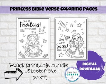 Princess She is...Bible Verse Colouring Pages, Affirmation, Faith Girls, Printable Colouring, Sunday School, Identity in Christ