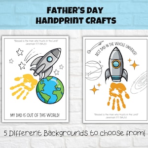 Father&#39;s Day Bible Verse Handprint Bundle, Printable Father&#39;s Day Craft, Set of 5, Father&#39;s Day Keepsake, Handprint Art
