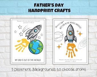 Father's Day Bible Verse Handprint Bundle, Printable Father's Day Craft, Set of 5, Father's Day Keepsake, Handprint Art
