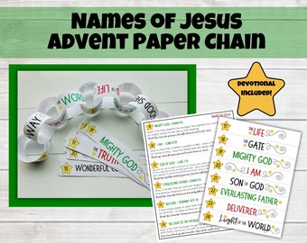 Names of Jesus Advent Paper Chain Activity & Devotional, 24 Names of Jesus, Christmas Craft for Family, Sunday School, Classroom, Kids Club