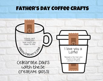 Manualidad de café con versículo bíblico para el Día del Padre, actividad imprimible para el Día del Padre, manualidad con taza de café, manualidad infantil para abuelos o papás