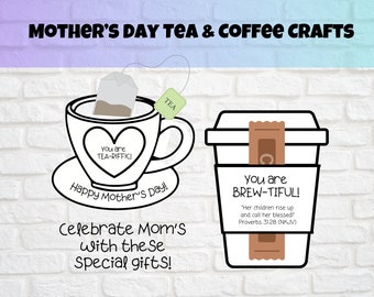Créations artisanales de thé et de café pour la fête des mères, activité imprimable pour la fête des mères, Proverbes 31:28, artisanat de tasse de thé, artisanat pour enfants pour grand-mère