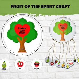 Kids Printable Fruit of the Spirit Craft, Sunday School Activity, Kids Church Craft, Bible Verse Coloring, Galatians 5 Activity