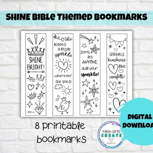 SHINE Bibel Themen Kinder druckbare Lesezeichen, Affirmation, Bibelvers, Sonntagsschule, HomeSchool, Kinderkirche, Matthäus 5:16