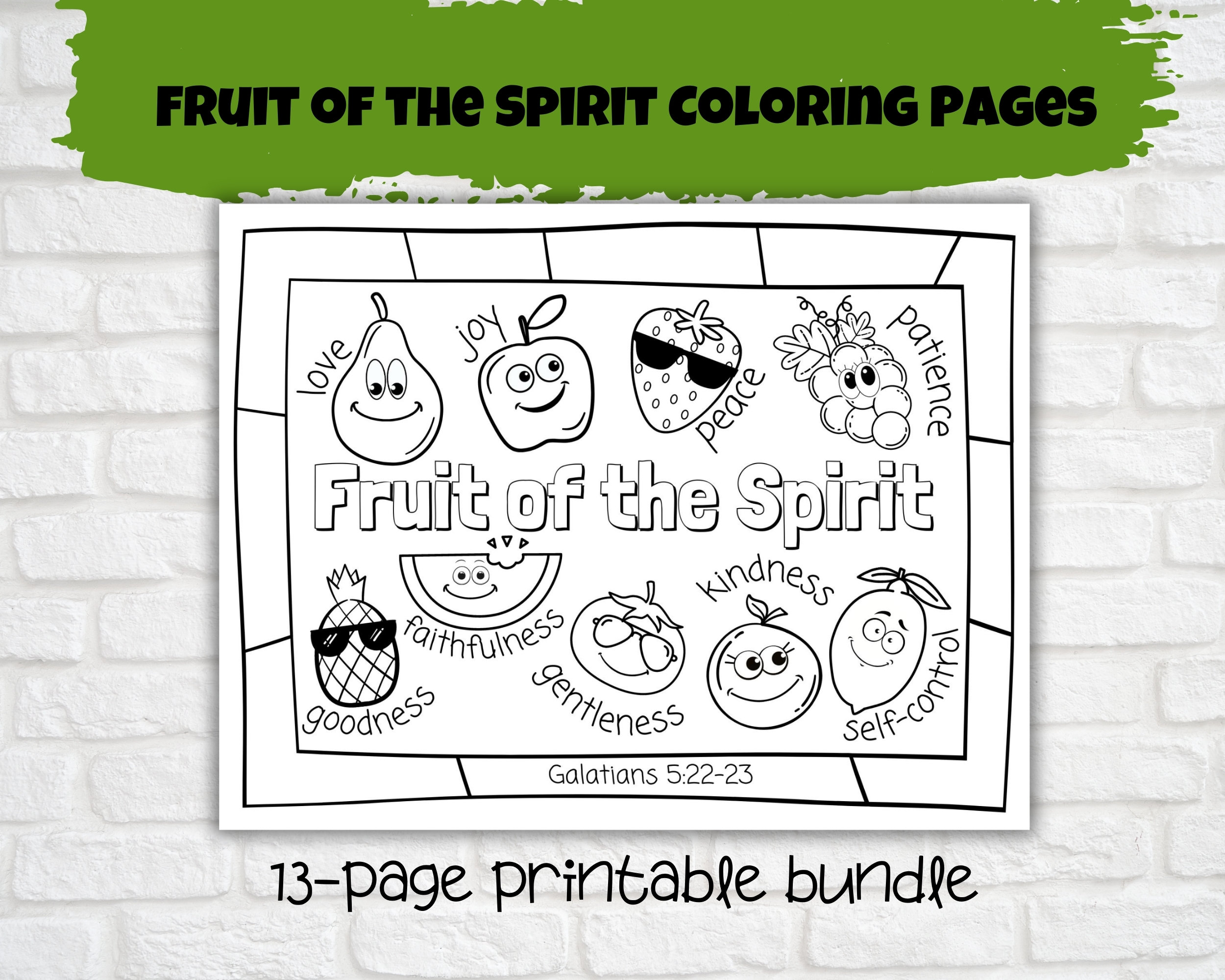 Fruit of the Spirit Printable Coloring Pages, Sunday School, Kids