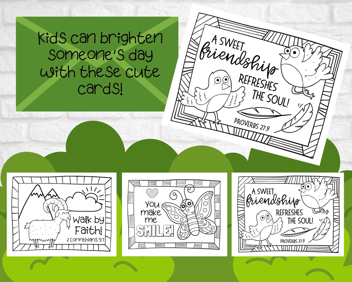 Nature Bible Verse Printable Set of 8 Coloring Pages, Set of 8 Cards, 4 ...