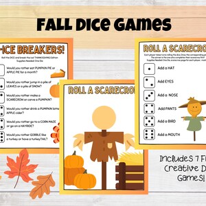 Fall Dice Games, Sunday School Game, Icebreaker, Roll a Turkey, Roll a ...